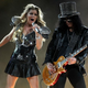 Fergie of the Black Eyed Peas performs with Slash during the Bridgestone Super Bowl XLV Halftime Show at Cowboys Stadium in Arlington, Texas, Feb. 6, 2011.
Al Bello/Getty Images